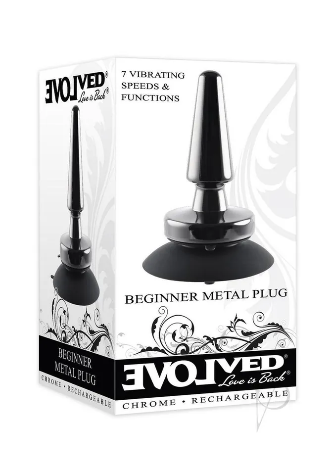 Anal Evolved Beginner Metal Plug Rechargeable Vibrating Anal Plug Black