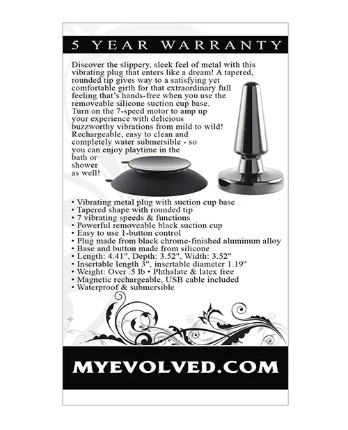 Anal Evolved Beginner Metal Plug Rechargeable Vibrating Anal Plug Black