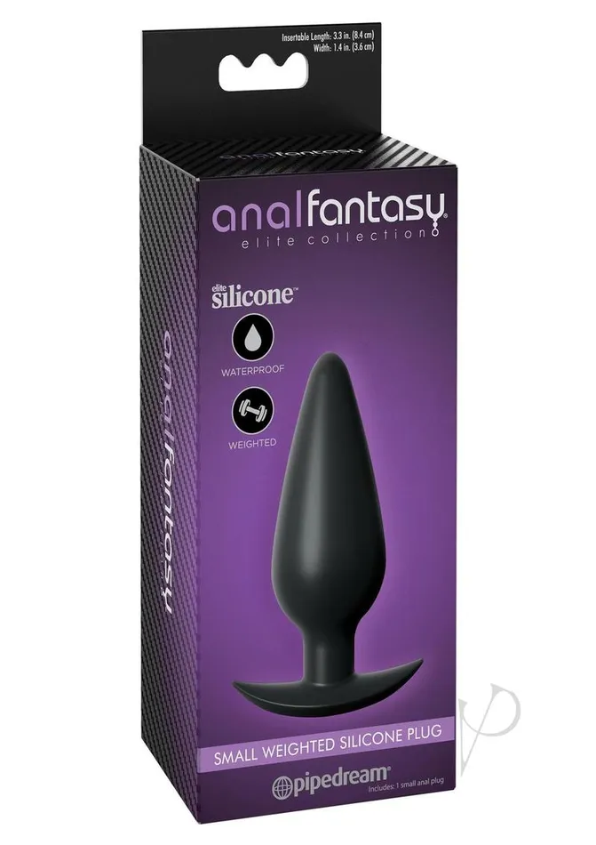 Anal Fantasy Elite Collection Small Weighted Silicone Plug 41in 44oz Black Anal Fantasy Elite Anal