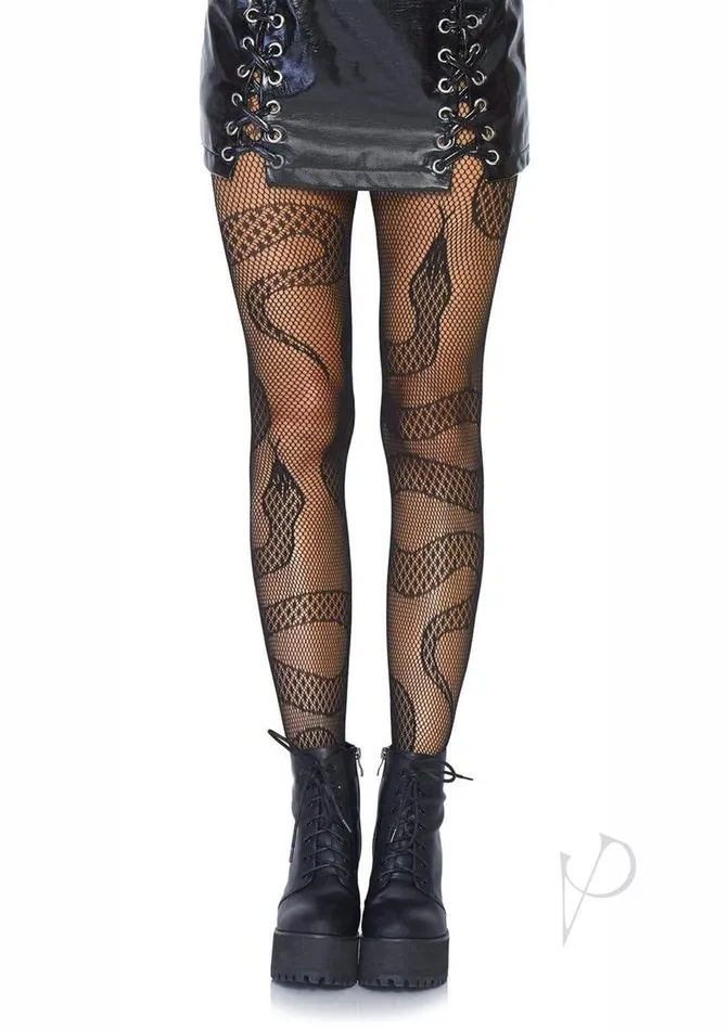Anal Leg Avenue Snake Net Tights OS Black Leg Avenue