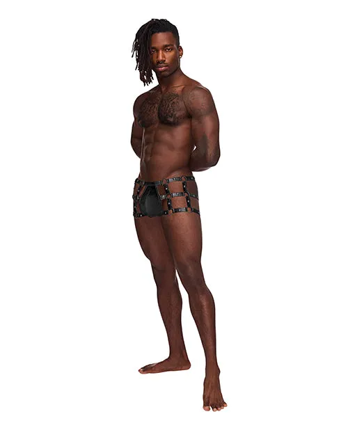 Anal Male Power Fetish Vulcan Nylon Spandex Caged Short Black SM