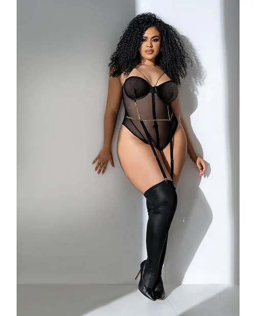 Anal Mapale Mesh Bodysuit wGold Chain Detail Black 1X2X Anal Mapale Mesh Bodysuit wGold Chain Detail Black 1X2X