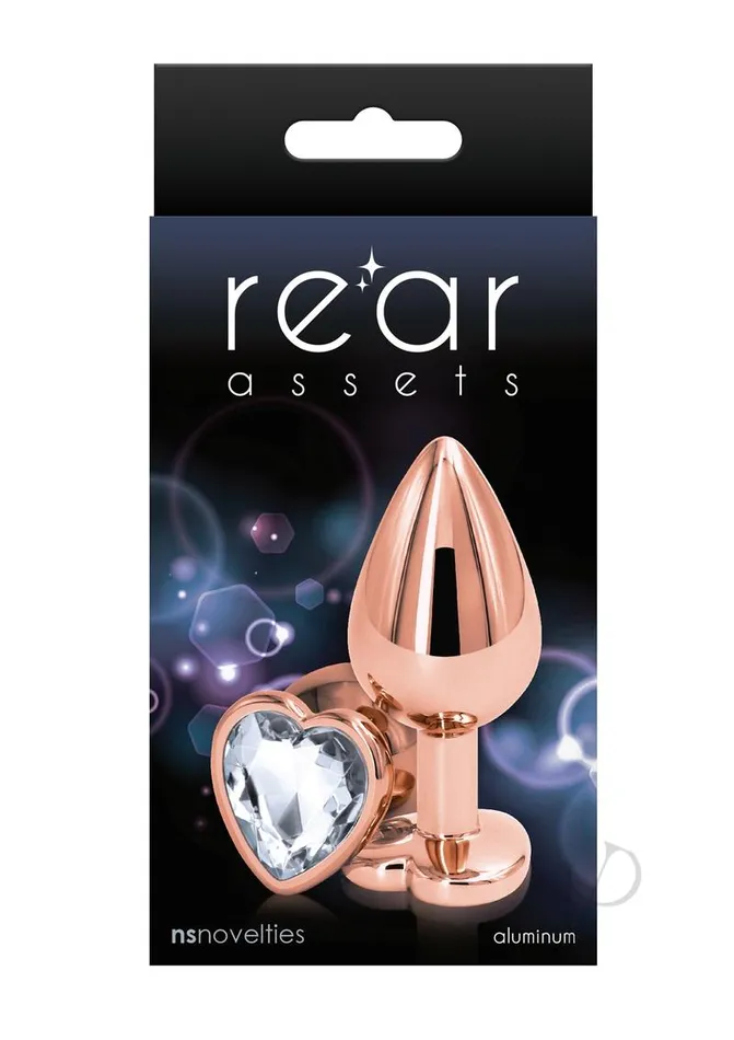 Anal Rear Assets Rear Assets Rose Gold Heart Anal Plug Medium Clear