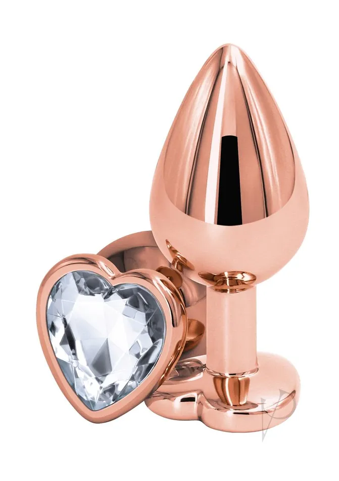 Anal Rear Assets Rear Assets Rose Gold Heart Anal Plug Medium Clear