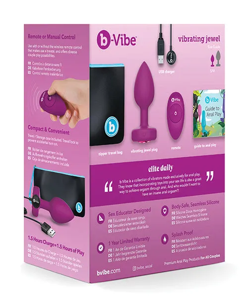 BVibe Vibrating Jewel Plug Rechargeable Silicone Anal Plug with Remote Control SmallMedium Fuchsia B Vibe Male Sex Toys BVibe Vibrating Jewel Plug Rechargeable Silicone Anal Plug with Remote Control SmallMedium Fuchsia B Vibe Male Sex Toys