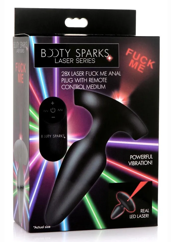 Booty Sparks Laser F Me Rechargeable Silicone Anal Plug with Remote Control Medium Black with Red Light Booty Sparks Male Sex Toys Booty Sparks Laser F Me Rechargeable Silicone Anal Plug with Remote Control Medium Black with Red Light Booty Sparks Male Sex Toys