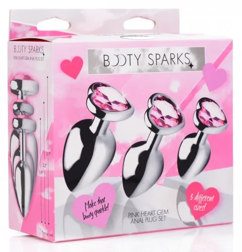 Booty Sparks Pink Heart Gem Anal Plug Set SimpleeDiscreet Anal
