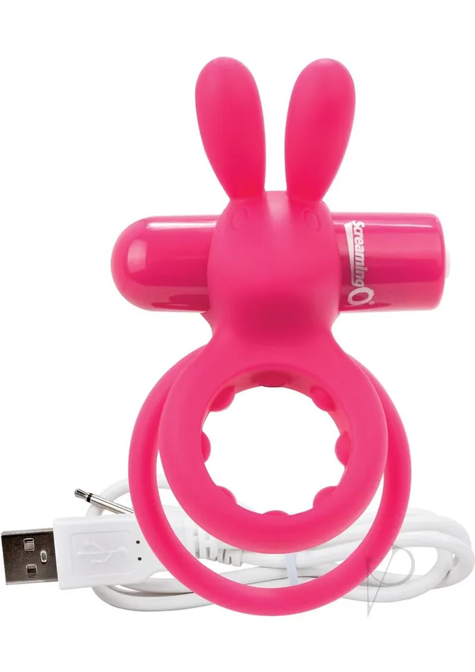 Charged Vibrators Charged Ohare Rechargeable Silicone Rabbit Cock Ring Pink