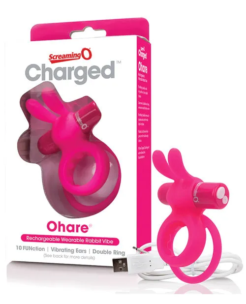Charged Vibrators Charged Ohare Rechargeable Silicone Rabbit Cock Ring Pink