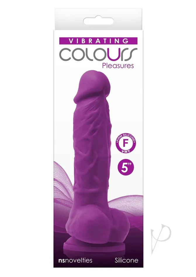 Colours Pleasures Silicone Vibrating Dildo with Balls 5in Purple Colours Female Sex Toys Colours Pleasures Silicone Vibrating Dildo with Balls 5in Purple Colours Female Sex Toys