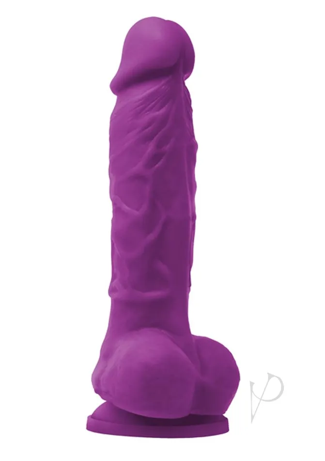 Colours Pleasures Silicone Vibrating Dildo with Balls 5in Purple Colours Female Sex Toys Colours Pleasures Silicone Vibrating Dildo with Balls 5in Purple Colours Female Sex Toys