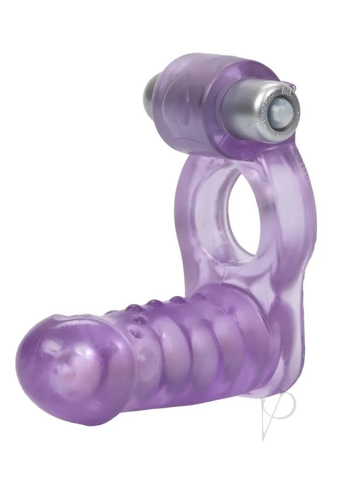 Couples Enhancers Double Diver Vibrating Enhancer with Flexible Penetrator 3 Speed Removable Bullet Clear Female Sex Toys