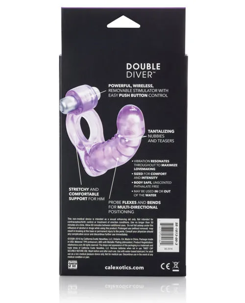 Couples Enhancers Double Diver Vibrating Enhancer with Flexible Penetrator 3 Speed Removable Bullet Clear Female Sex Toys