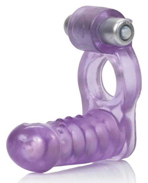 Couples Enhancers Double Diver Vibrating Enhancer with Flexible Penetrator 3 Speed Removable Bullet Clear Female Sex Toys