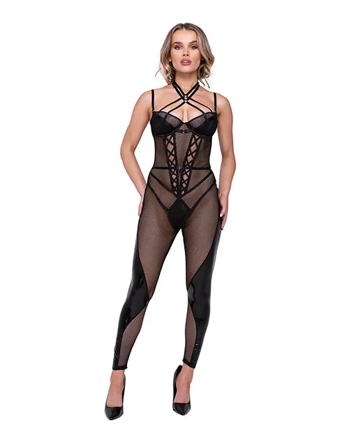 Couples Flirty FETISH Fishnet Faux Leather Catsuit wSatin Trim Black LG Roma Confidential Couples Flirty FETISH Fishnet Faux Leather Catsuit wSatin Trim Black LG Roma Confidential
