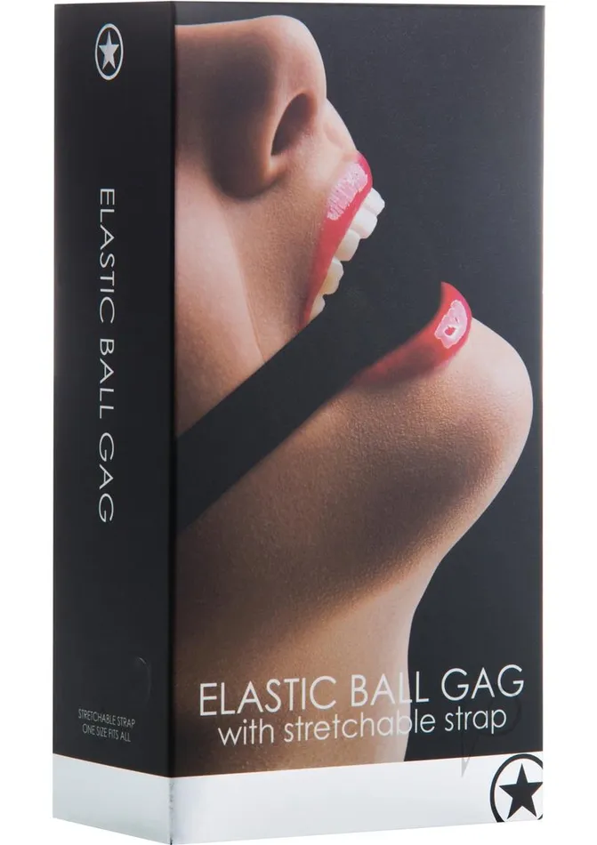 Couples Ouch Ouch Elastic Ball Gag with Stretchable Strap Black