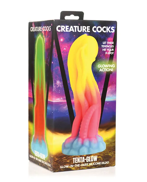 Creature Cocks Dildos Creature Cocks TentaGlow GlowinTheDark Silicone Dildo BluePinkYellow