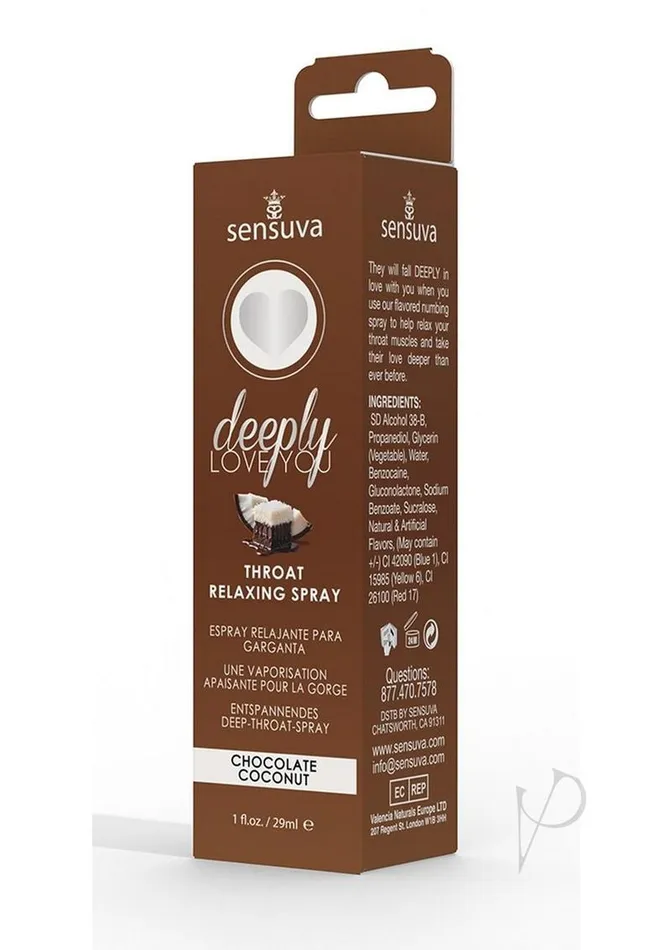 Deeply Love You Throat Relaxing Spray Chocolate Coconut 1oz Deeply Love You Vibrators Deeply Love You Throat Relaxing Spray Chocolate Coconut 1oz Deeply Love You Vibrators