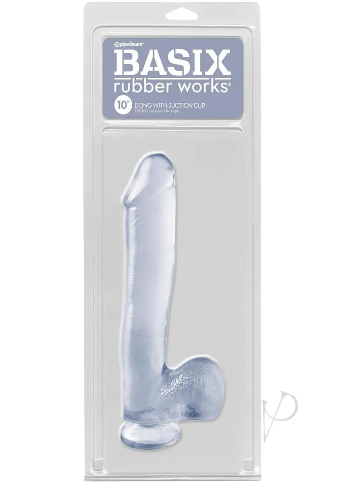 Dildos Basix Rubber Works Basix Dong Suction Cup 10in Clear