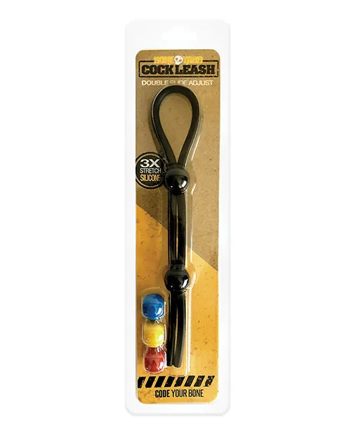Dildos Boneyard Boneyard Double Slide Cock Leash 3X Stretch Silicone Cock Tie Black and Multicolor