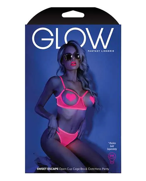 Dildos Glow By Fantasy Lingerie Glow Black Light Open Cup Bra Crotchless Panties Pasties Not Included Neon Pink LXL Dildos Glow By Fantasy Lingerie Glow Black Light Open Cup Bra Crotchless Panties Pasties Not Included Neon Pink LXL