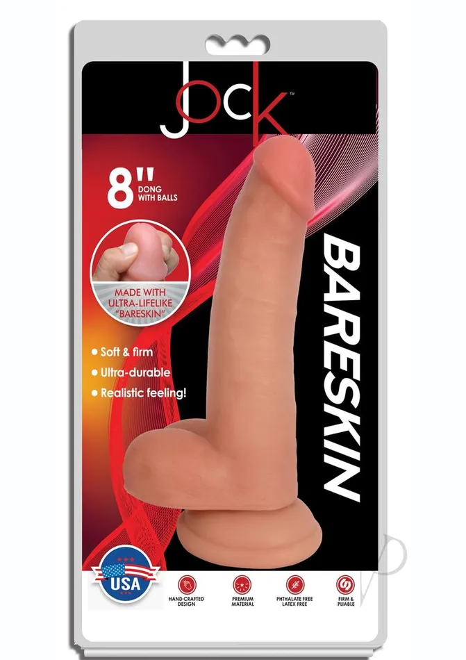 Dildos Jock Bareskin Realistic Dong with Balls 8in Vanilla Jock