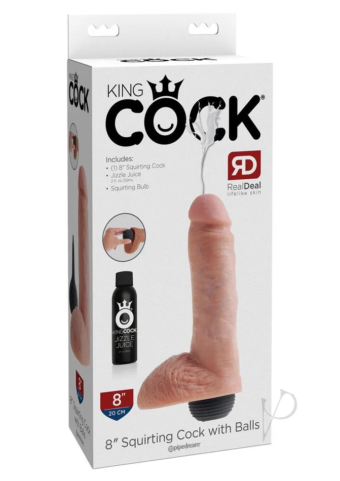 Dildos King Cock King Cock Squirting Dildo with Balls 8in Vanilla