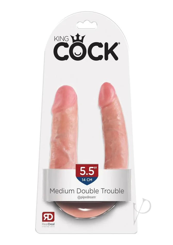 Dildos King Cock UShaped Medium Double Trouble Dildo Vanilla King Cock