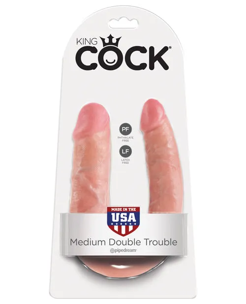Dildos King Cock UShaped Medium Double Trouble Dildo Vanilla King Cock
