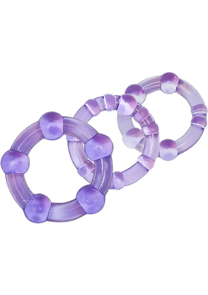 Dildos Stay Hard Stay Hard Beaded Cock Rings 3 Sizes Purple