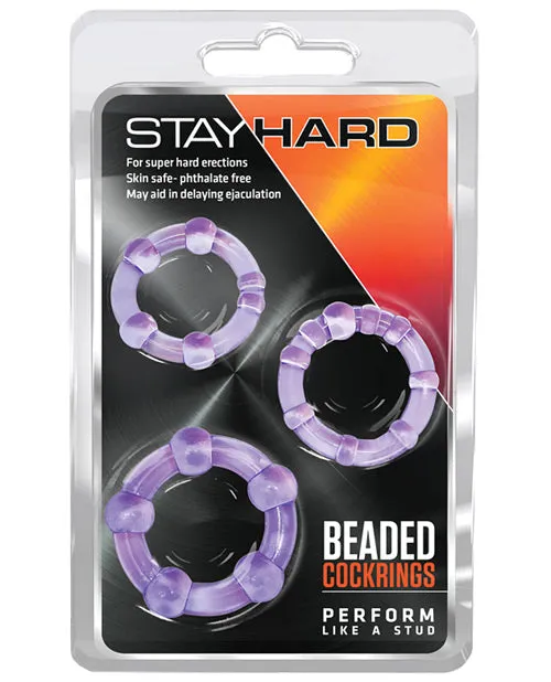 Dildos Stay Hard Stay Hard Beaded Cock Rings 3 Sizes Purple
