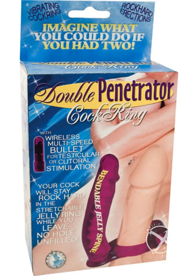 Double Penetrator Double Penetrator Vibrating Cock Ring with Bendable Dildo Purple Dildos