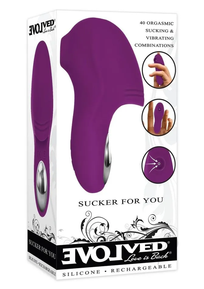 Evolved Female Sex Toys Sucker For You Silicone Rechargeable Clitoral Stimulator Purple Evolved Female Sex Toys Sucker For You Silicone Rechargeable Clitoral Stimulator Purple