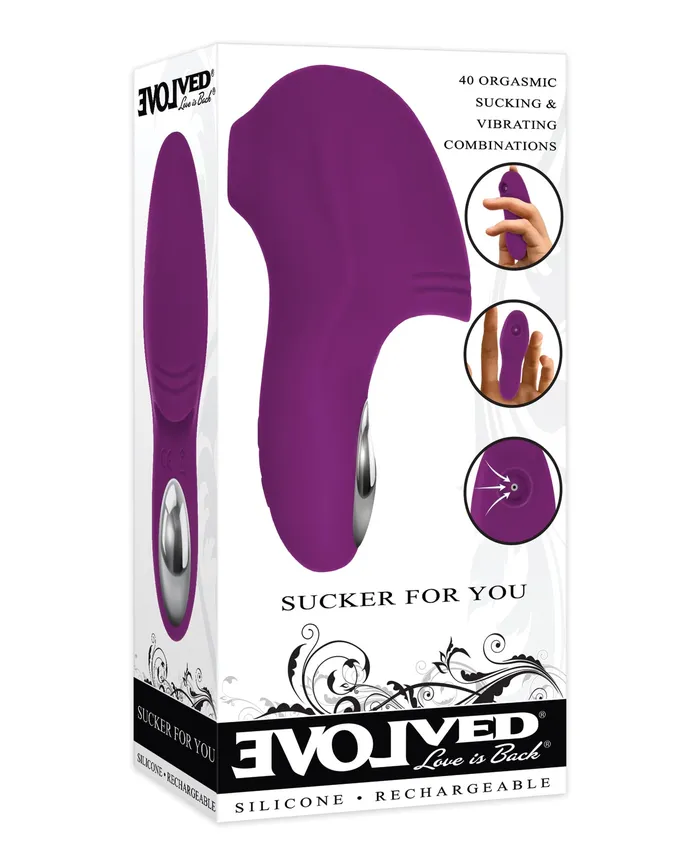 Evolved Female Sex Toys Sucker For You Silicone Rechargeable Clitoral Stimulator Purple