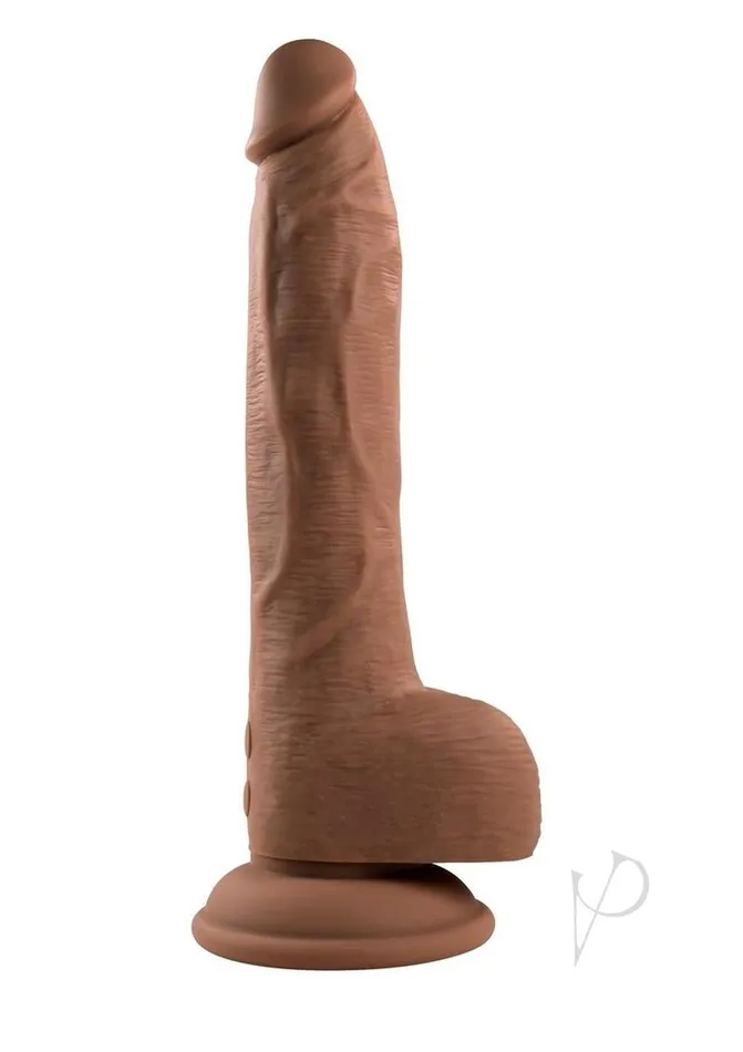 Evolved Female Sex Toys Thrust In Me Rechargeable Silicone Thrusting Vibrating Realistic Dong with Remote Control Chocolate