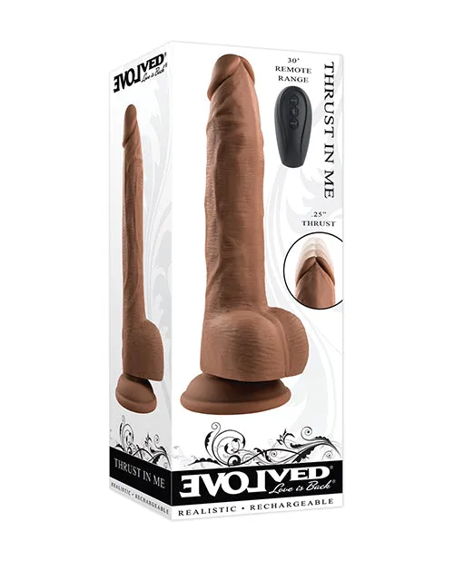 Evolved Female Sex Toys Thrust In Me Rechargeable Silicone Thrusting Vibrating Realistic Dong with Remote Control Chocolate