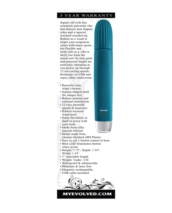 Evolved Super Slim Wand Teal Evolved Vibrators