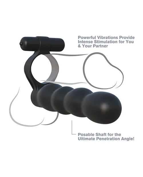 Fantasy C Ringz Couples Fantasy CRingz Posable Partner Double Penetrator Cock Ring with Bullet Black