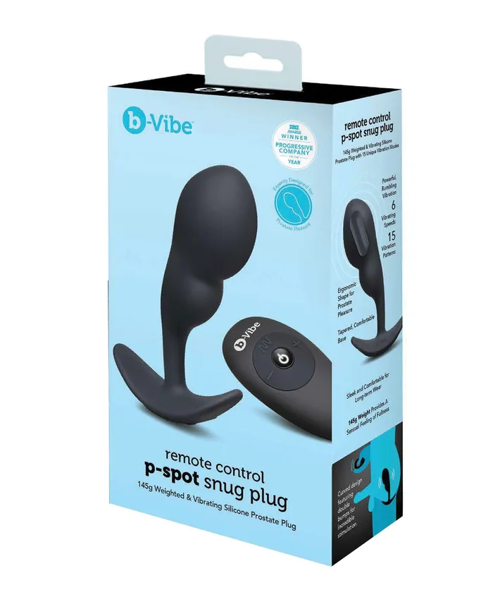 Female Sex Toys B Vibe BVibe PSpot Rechargeable Silicone Snug Plug with Remote Control 145g Black
