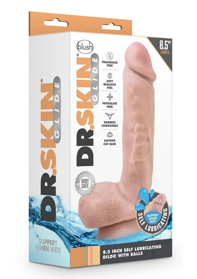 Female Sex Toys Dr Skin Glide Gold Collection Self Lubricating Dildo with Balls 85in Vanilla Dr Skin Female Sex Toys Dr Skin Glide Gold Collection Self Lubricating Dildo with Balls 85in Vanilla Dr Skin
