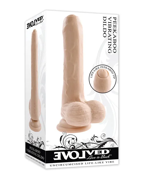 Female Sex Toys Evolved Peek A Boo Vibrating Rechargeable Silicone Dildo Vanilla