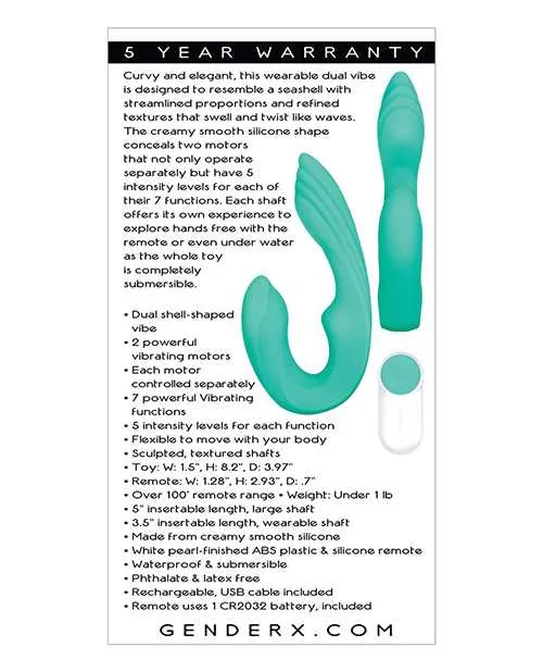 Gender X Vibrators Gender X Strapless Seashell Teal