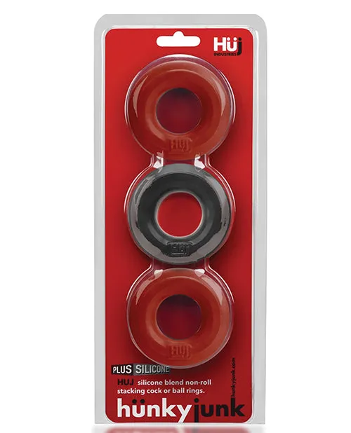 Hunkyjunk HUJ3 Silicone CRings 3 Pack CherryTar Hunkyjunk Male Sex Toys