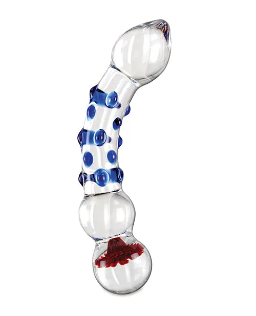 Icicles No 18 Textured Glass Dildo 75in ClearBlue Icicles Dildos