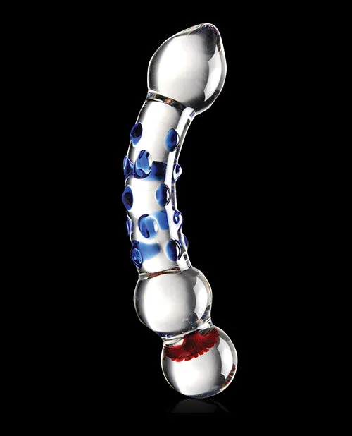 Icicles No 18 Textured Glass Dildo 75in ClearBlue Icicles Dildos