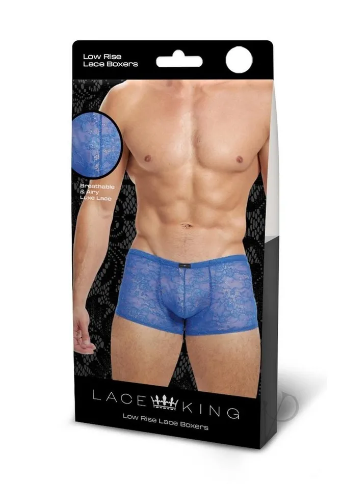 Lace King Vibrators Lace King Lace Boxers MediumLarge Blue
