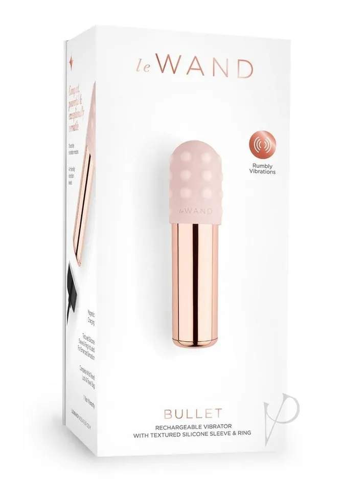 Le Wand Female Sex Toys Le Wand Bullet Rechargeable Vibrator with Textured Silicone Sleeve and Ring Rose Gold Le Wand Female Sex Toys Le Wand Bullet Rechargeable Vibrator with Textured Silicone Sleeve and Ring Rose Gold