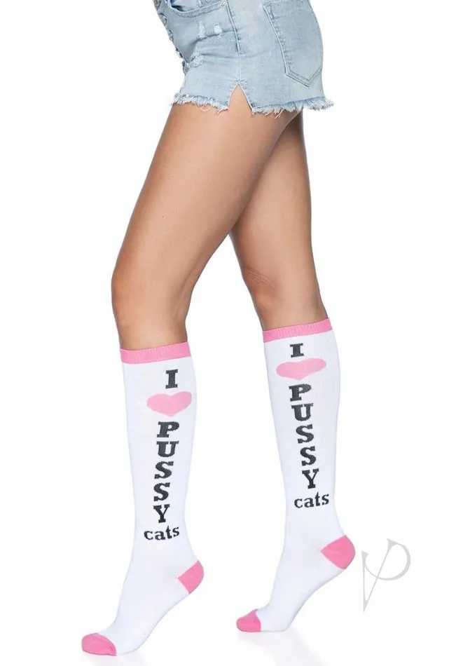 Leg Avenue Pussycat Knee Highs OS WhitePink Leg Avenue Vibrators