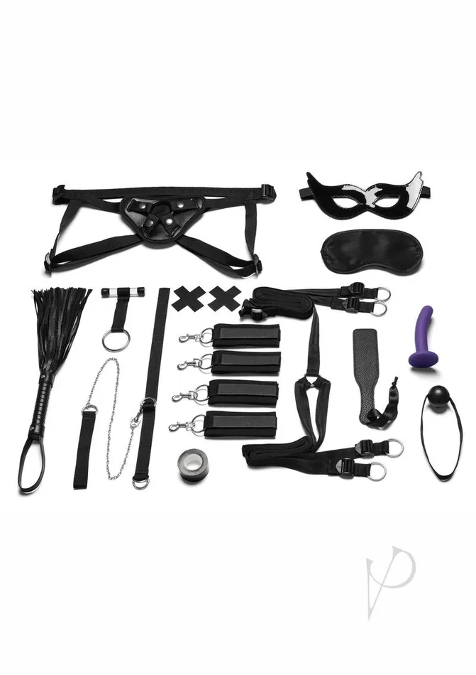 Lux Fetish Female Sex Toys Lux Fetish Everything You Need Bondage InABox Bedspreader Set 12 piece set Black Lux Fetish Female Sex Toys Lux Fetish Everything You Need Bondage InABox Bedspreader Set 12 piece set Black