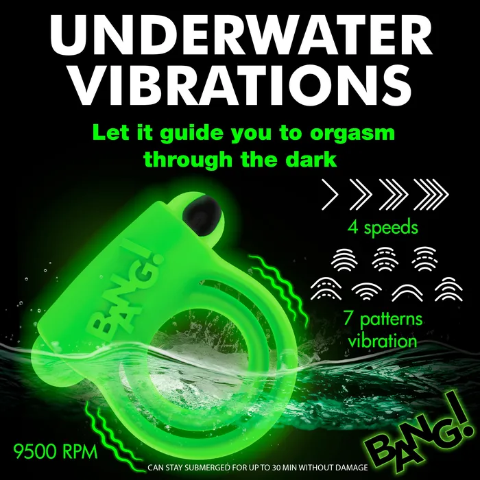 Male Sex Toys Bang GlowintheDark Silicone Vibrating Cock Ring